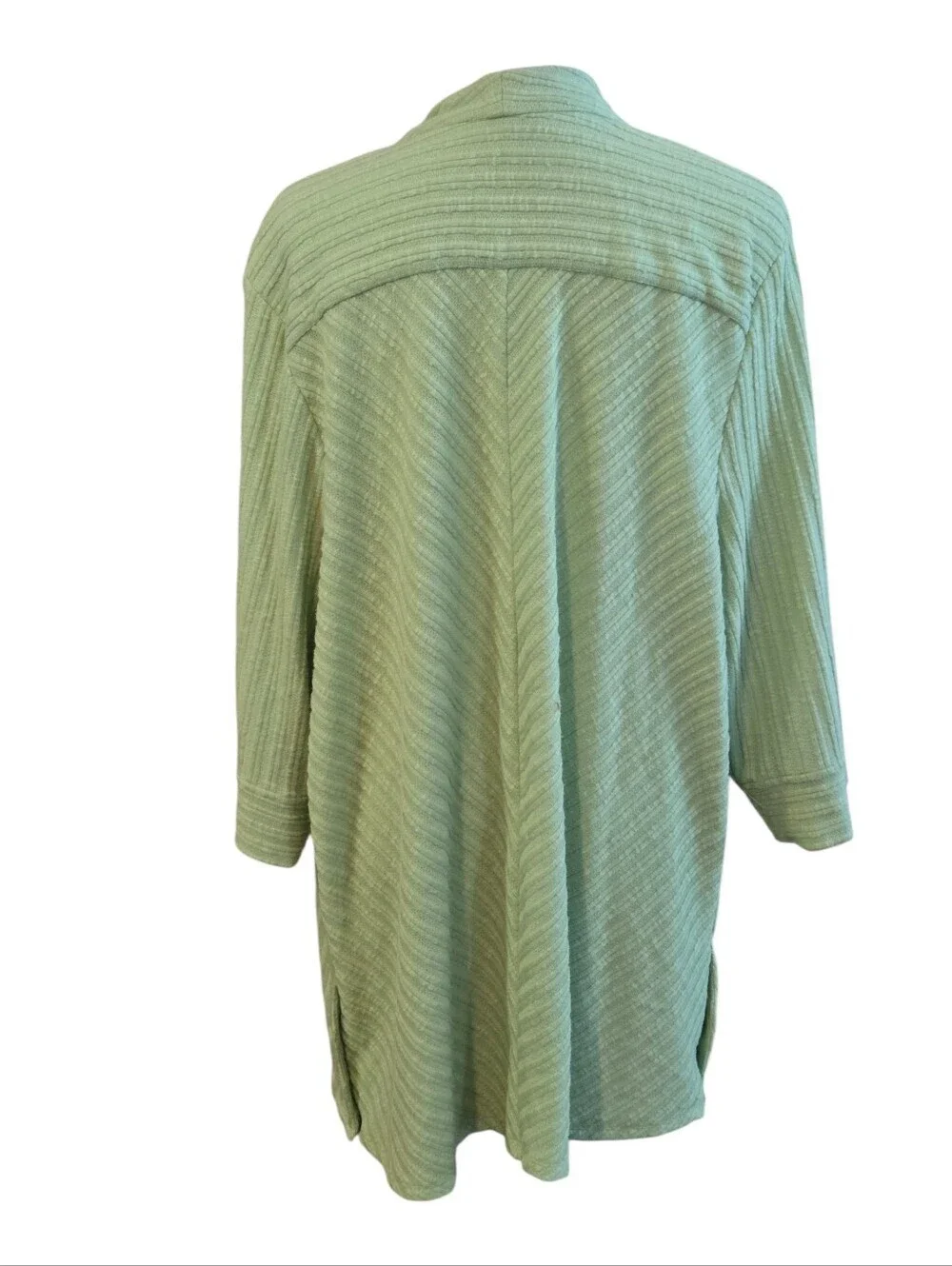 N Touch 2 pc Womens 2X Open Front Lime Green Textured Oversized Cardigan & Shell